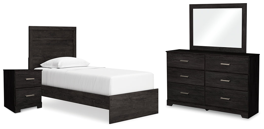 Belachime Panel Bed With Mirrored Dresser And 2 Nightstands