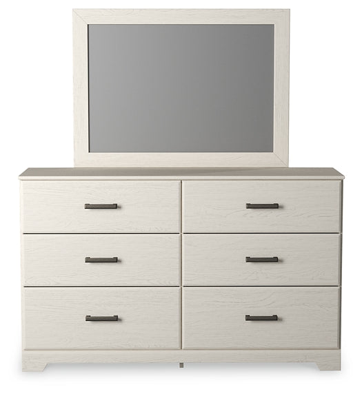 Stelsie Panel Bed With Mirrored Dresser And Chest