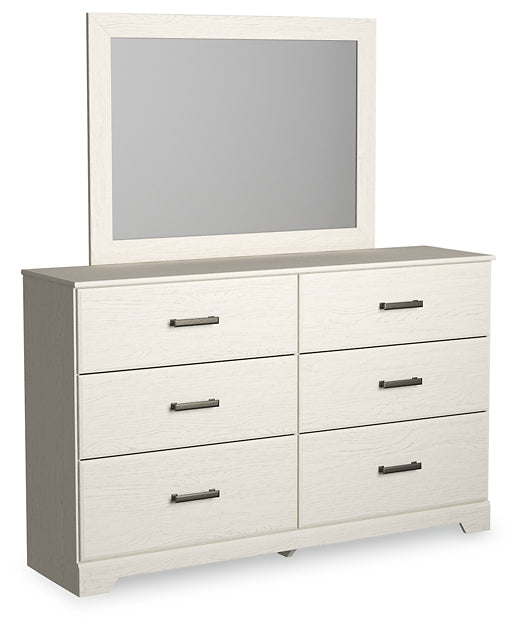 Stelsie Panel Bed With Mirrored Dresser And 2 Nightstands