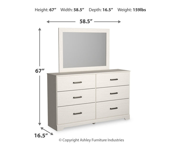 Stelsie Panel Bed With Mirrored Dresser