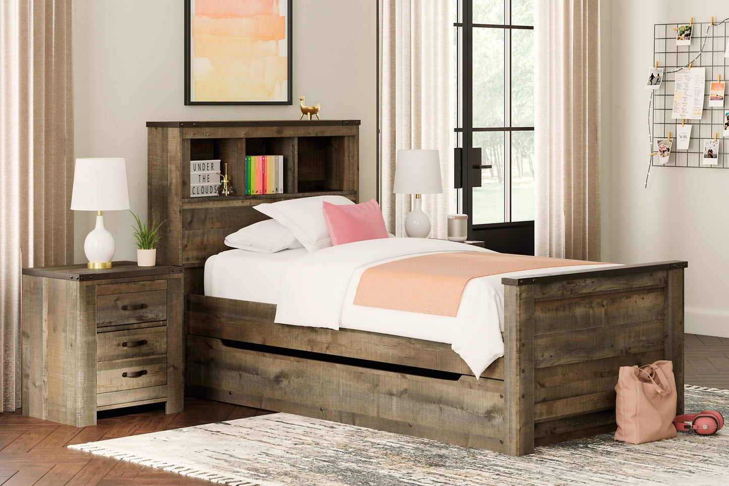 Trinell Bookcase Bed With 1 Large Storage Drawer