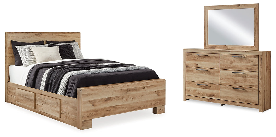 Hyanna Panel Bed With Storage With Mirrored Dresser