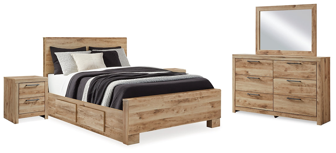 Hyanna Panel Bed With Storage With Mirrored Dresser And 2 Nightstands