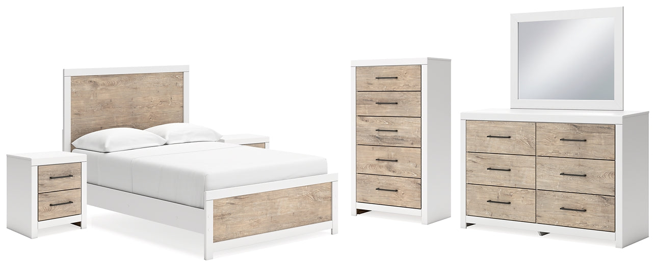 Charbitt Panel Bed With Mirrored Dresser, Chest And 2 Nightstands