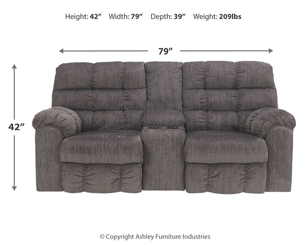 Acieona DBL Rec Loveseat w/Console Rent Wise Rent To Own Jacksonville, Florida