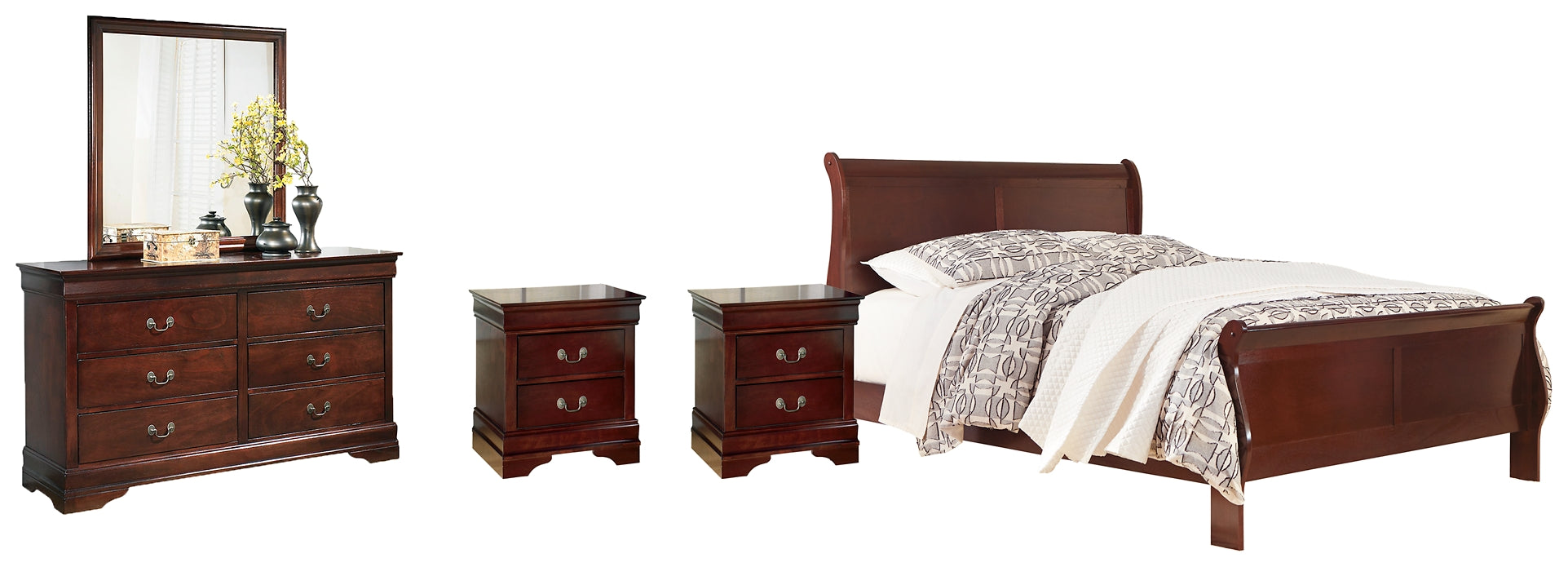 Alisdair King Sleigh Bed with Mirrored Dresser and 2 Nightstands Rent Wise Rent To Own Jacksonville, Florida