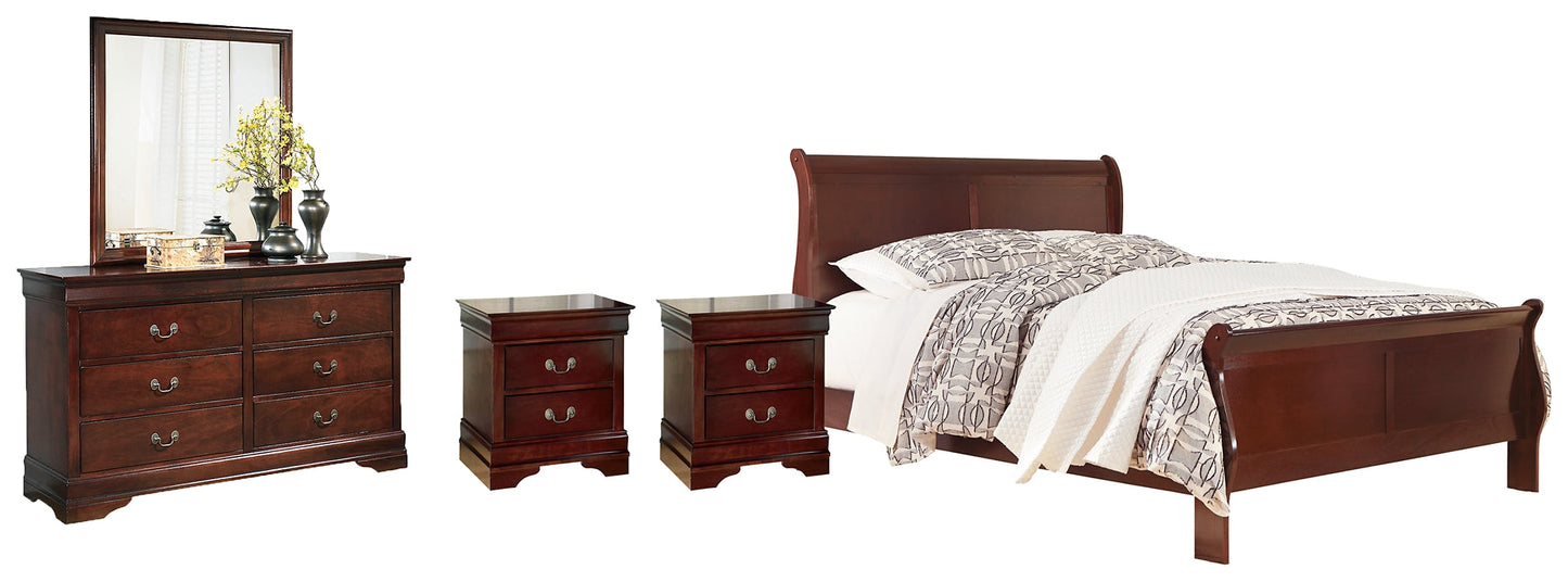 Alisdair Queen Sleigh Bed with Mirrored Dresser and 2 Nightstands Rent Wise Rent To Own Jacksonville, Florida