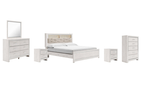 Altyra King Panel Bookcase Bed with Mirrored Dresser, Chest and 2 Nightstands Rent Wise Rent To Own Jacksonville, Florida