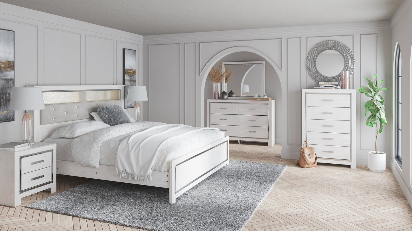 Altyra King Panel Bookcase Bed with Mirrored Dresser, Chest and Nightstand Rent Wise Rent To Own Jacksonville, Florida