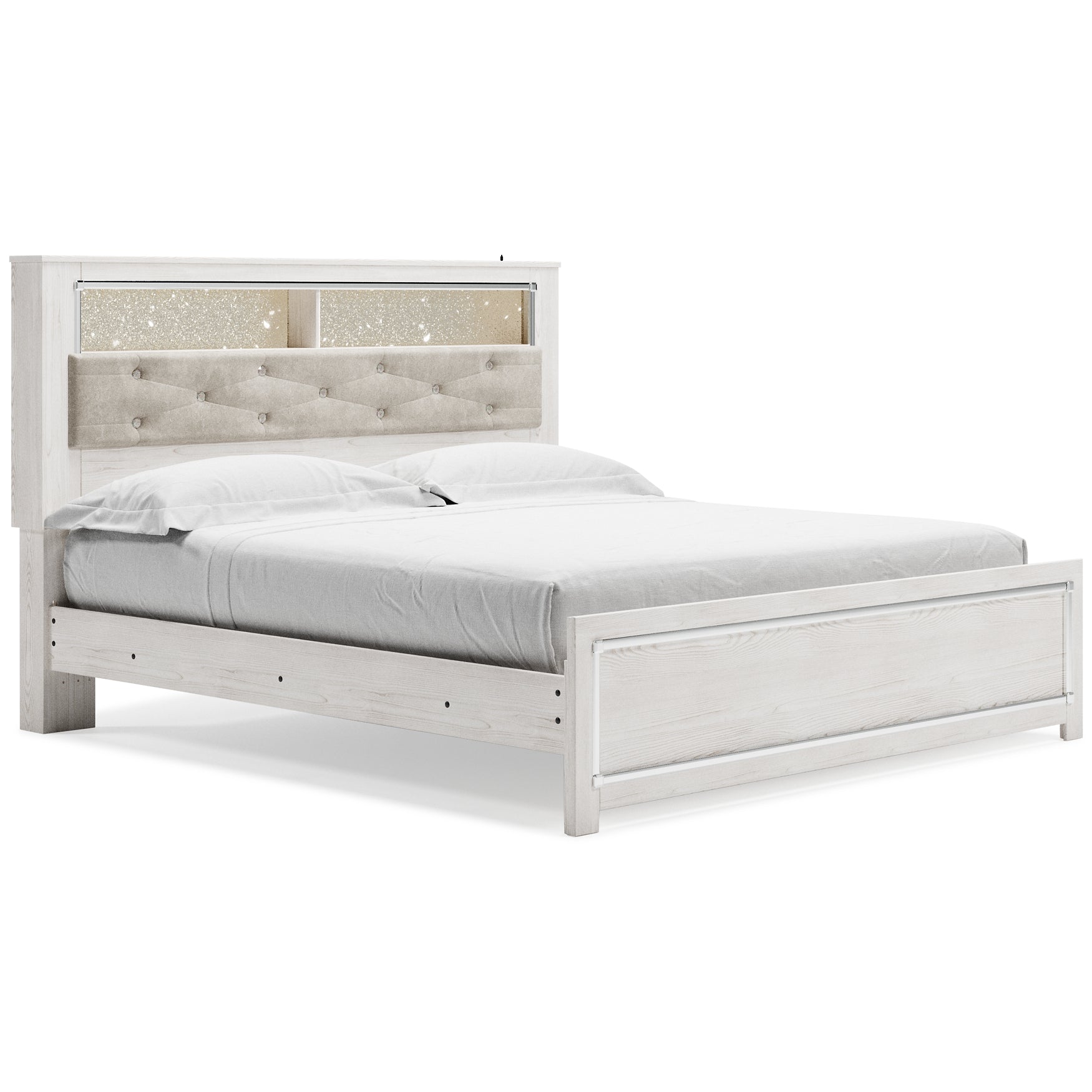 Altyra King Panel Bookcase Bed with Mirrored Dresser, Chest and Nightstand Rent Wise Rent To Own Jacksonville, Florida