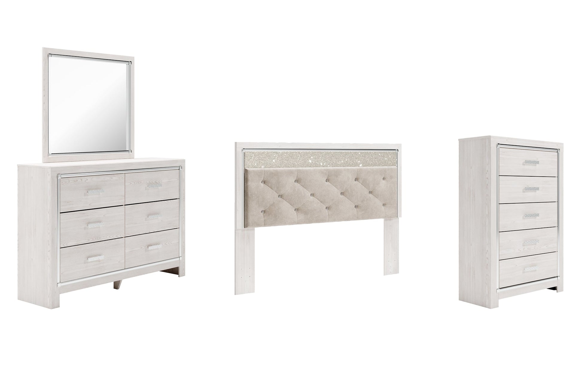 Altyra King Panel Headboard with Mirrored Dresser and Chest Rent Wise Rent To Own Jacksonville, Florida