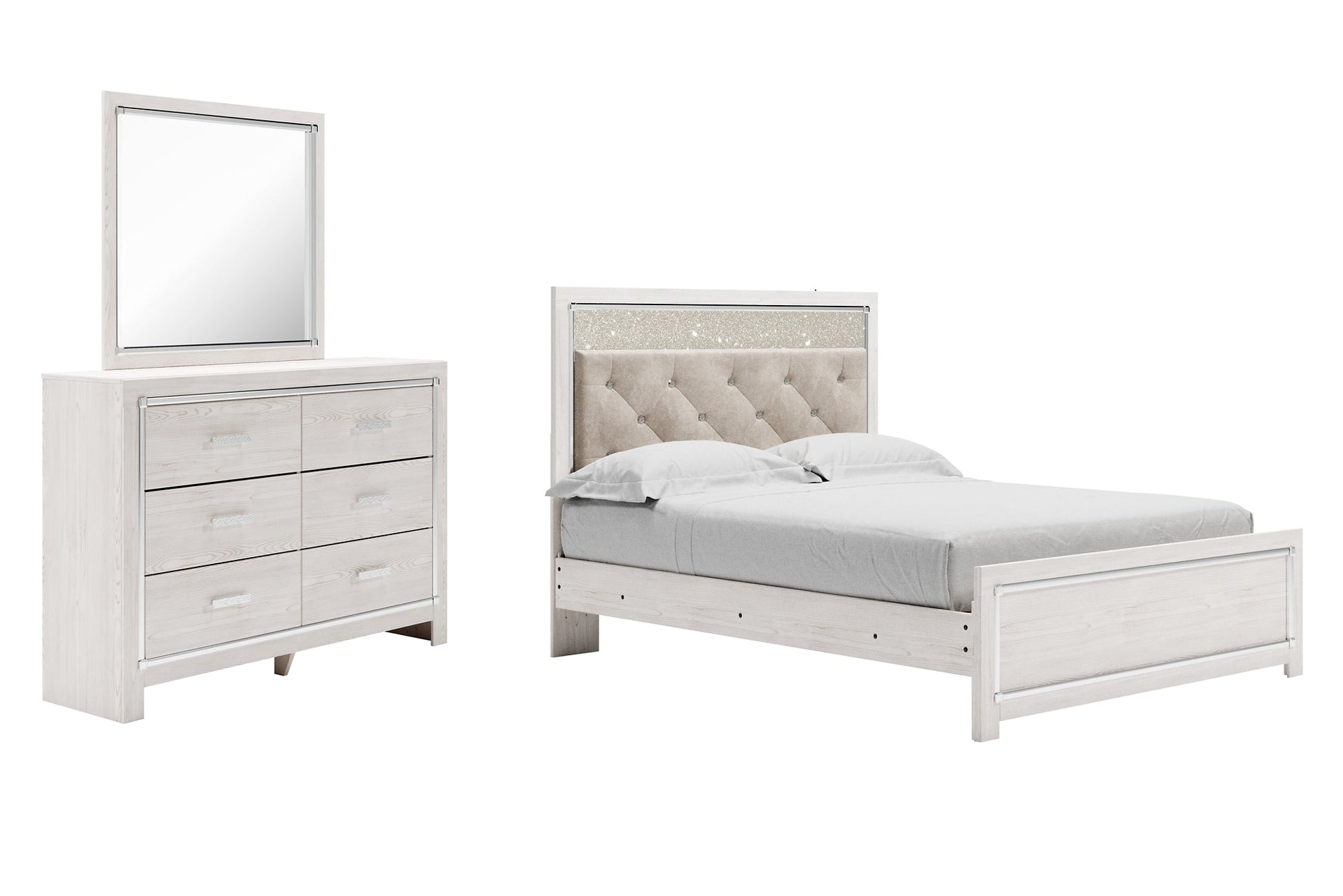 Altyra Queen Panel Bed with Mirrored Dresser Rent Wise Rent To Own Jacksonville, Florida