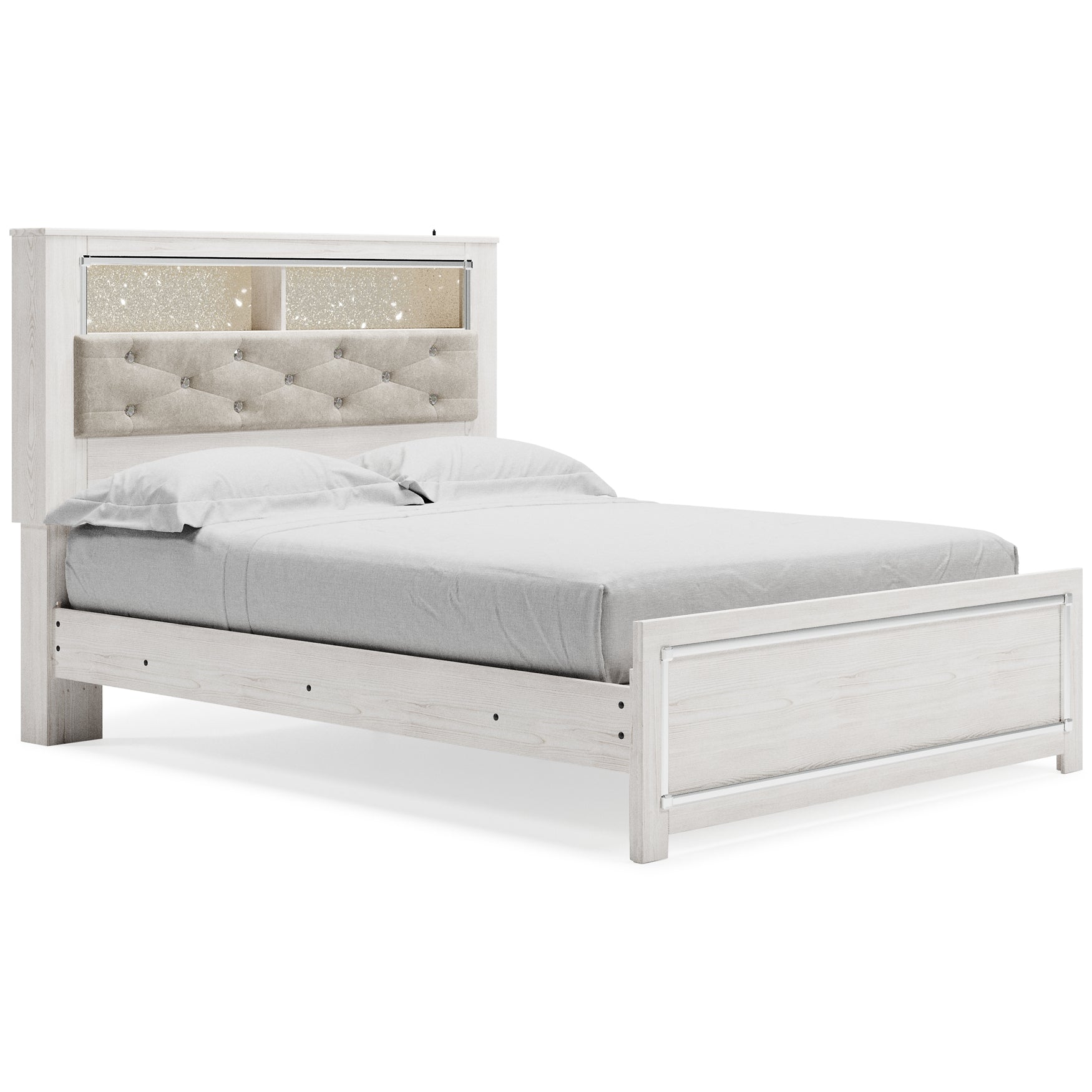 Altyra Queen Panel Bookcase Bed with Mirrored Dresser, Chest and 2 Nightstands Rent Wise Rent To Own Jacksonville, Florida