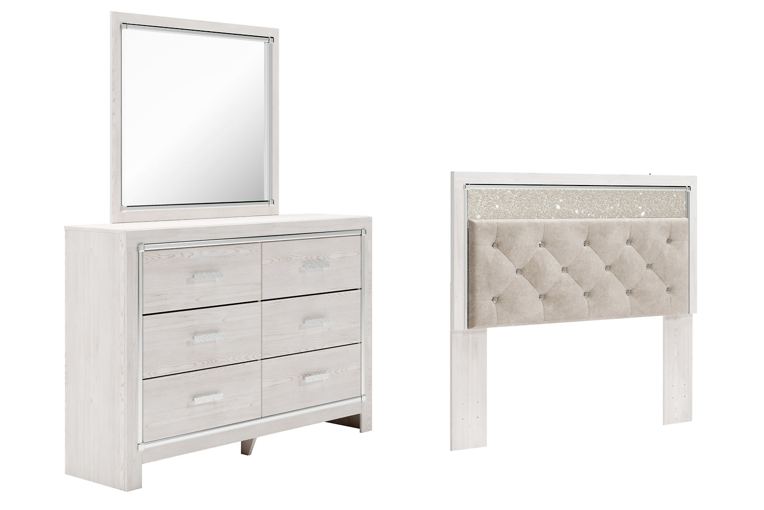 Altyra Queen Panel Headboard with Mirrored Dresser Rent Wise Rent To Own Jacksonville, Florida
