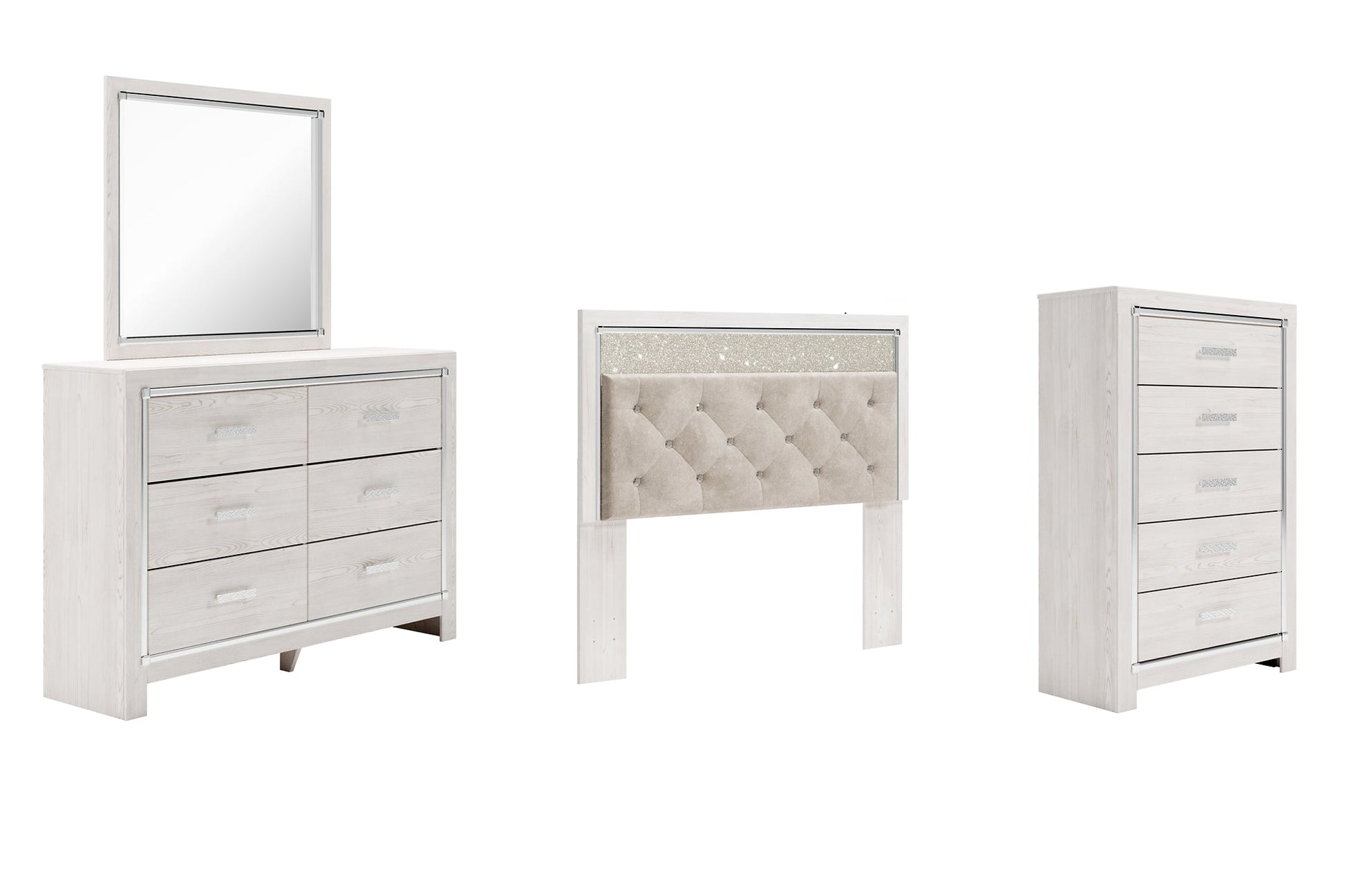 Altyra Queen Panel Headboard with Mirrored Dresser and Chest Rent Wise Rent To Own Jacksonville, Florida