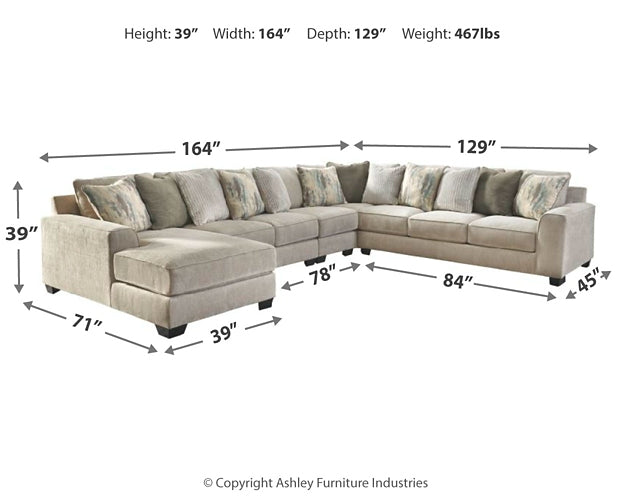 Ardsley 5-Piece Sectional with Chaise Rent Wise Rent To Own Jacksonville, Florida