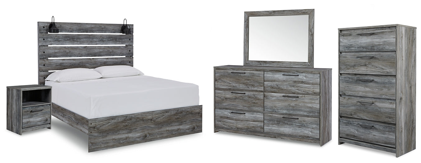 Baystorm Queen Panel Bed with Mirrored Dresser, Chest and Nightstand Rent Wise Rent To Own Jacksonville, Florida