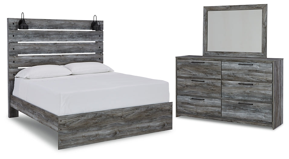Baystorm Queen Panel Bed with Mirrored Dresser Rent Wise Rent To Own Jacksonville, Florida