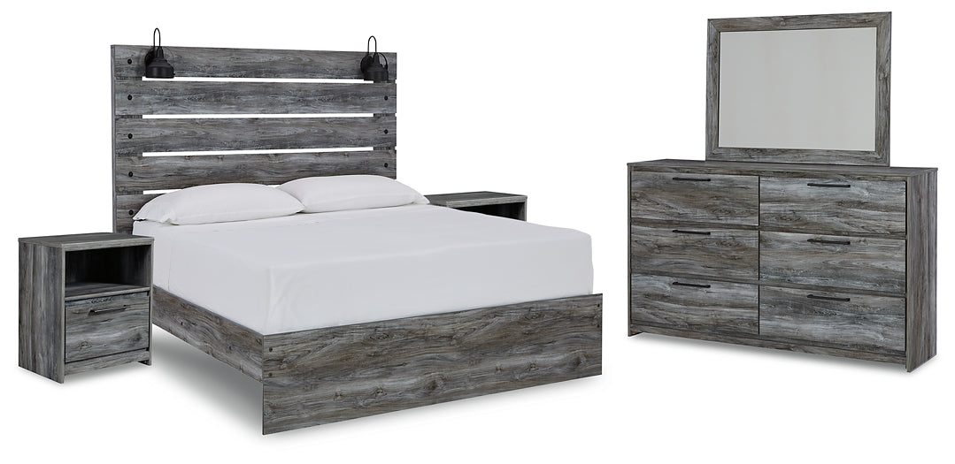 Baystorm Queen Panel Bed with Mirrored Dresser and 2 Nightstands Rent Wise Rent To Own Jacksonville, Florida