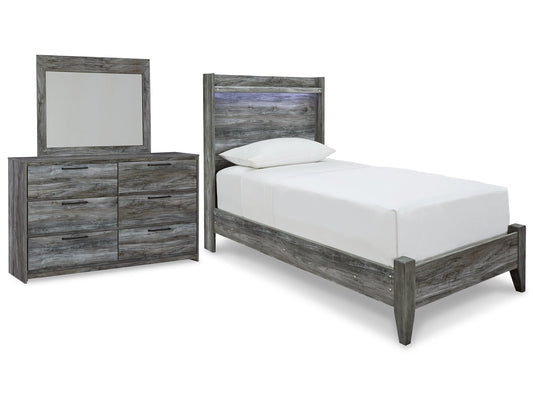 Baystorm Twin Panel Bed with Mirrored Dresser Rent Wise Rent To Own Jacksonville, Florida