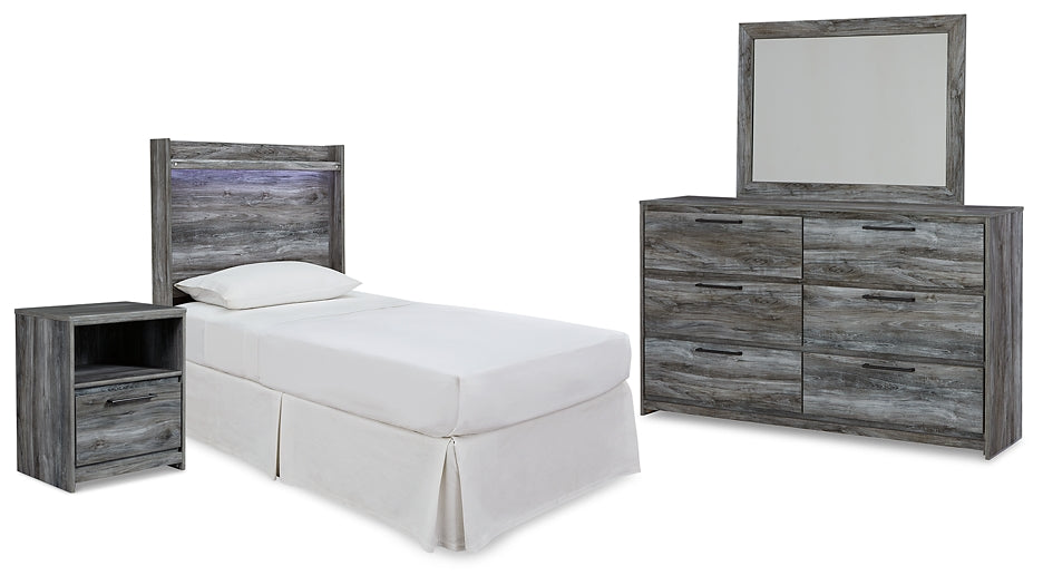 Baystorm Twin Panel Headboard with Mirrored Dresser and Nightstand Rent Wise Rent To Own Jacksonville, Florida