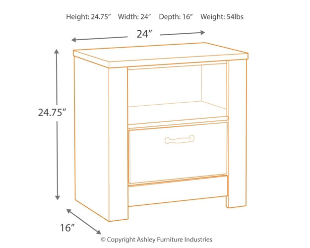 Bellaby One Drawer Night Stand Rent Wise Rent To Own Jacksonville, Florida