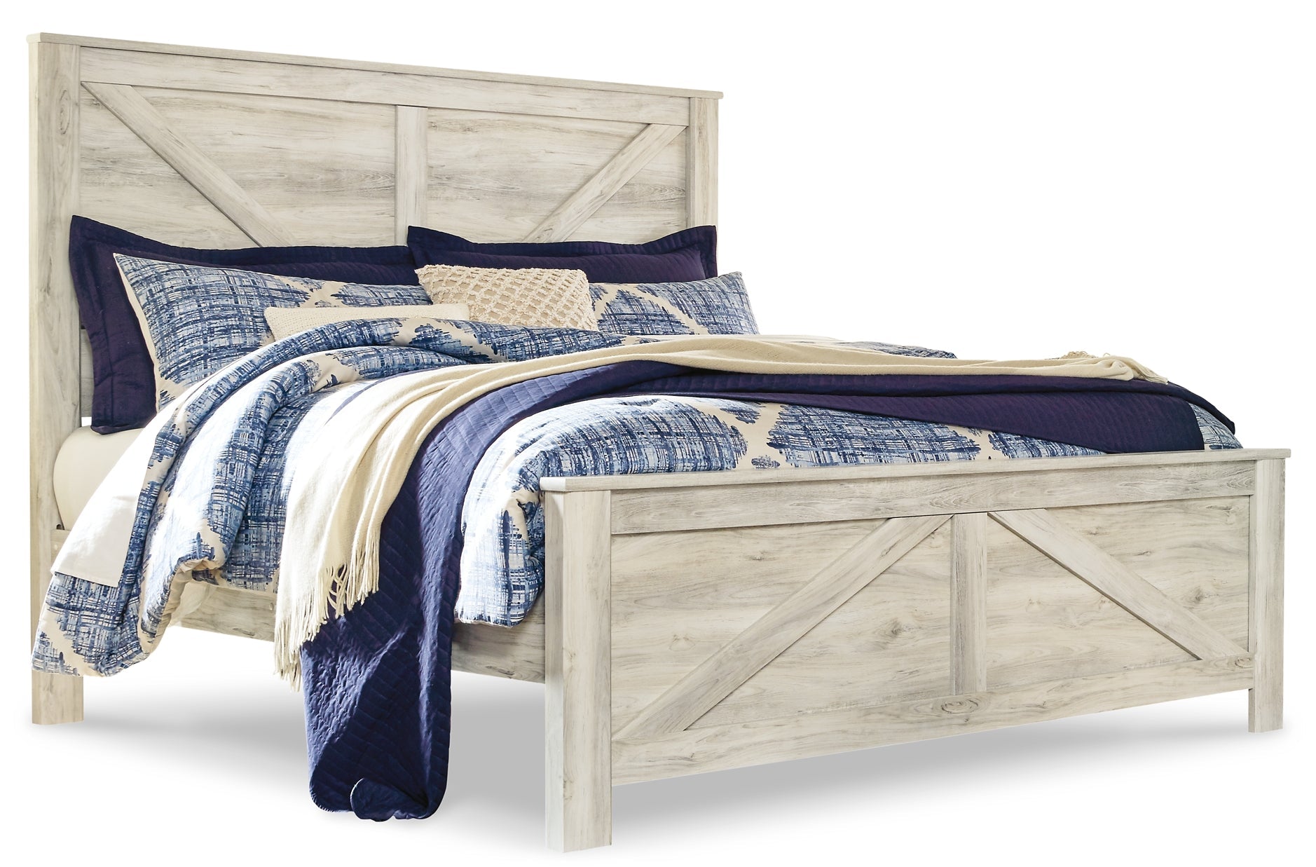 Bellaby Queen Crossbuck Panel Bed with Mirrored Dresser Rent Wise Rent To Own Jacksonville, Florida