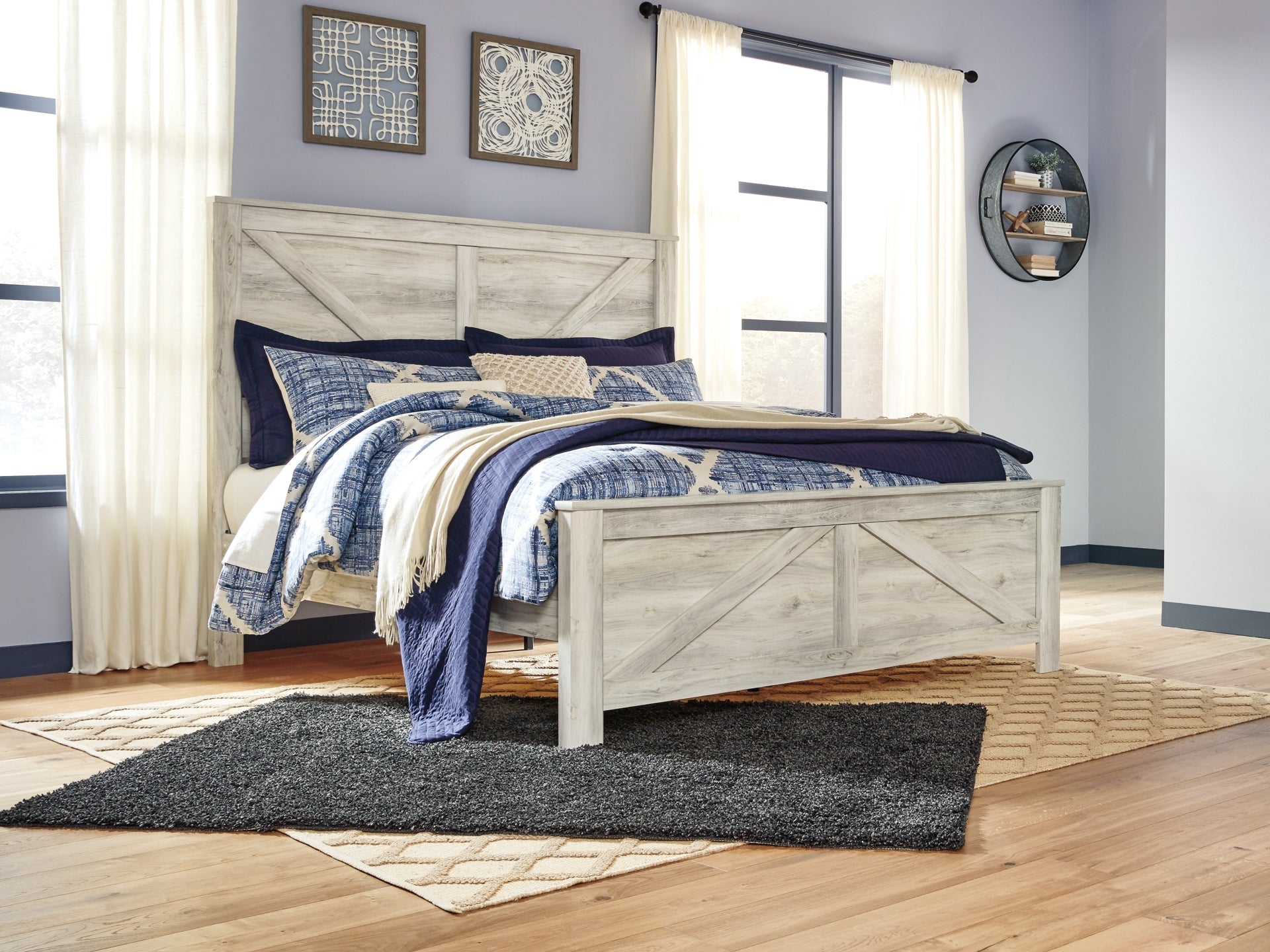 Bellaby Queen Crossbuck Panel Bed with Mirrored Dresser Rent Wise Rent To Own Jacksonville, Florida