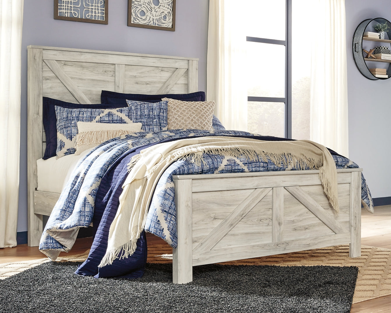 Bellaby Queen Crossbuck Panel Bed with Mirrored Dresser Rent Wise Rent To Own Jacksonville, Florida