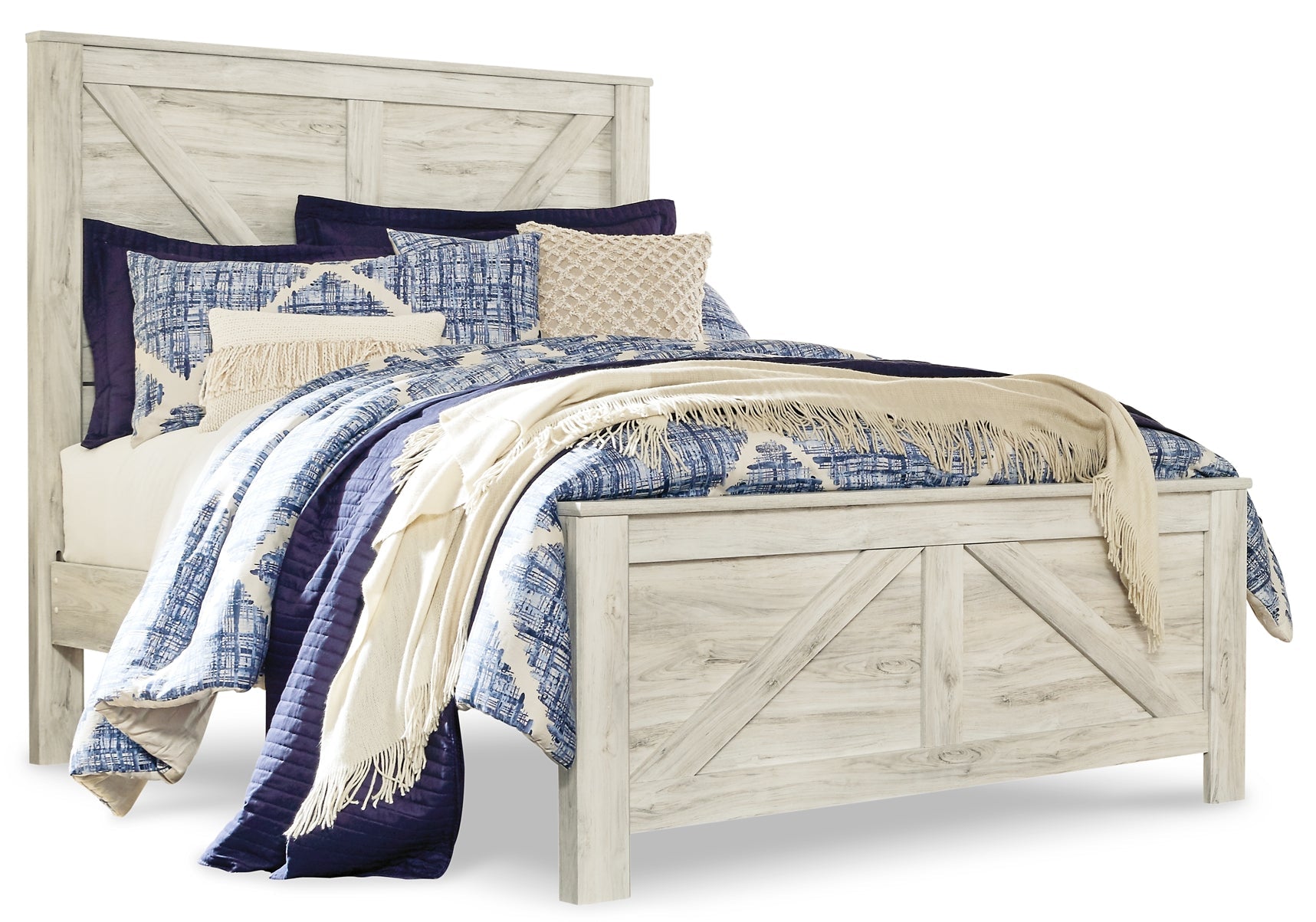 Bellaby Queen Crossbuck Panel Bed with Mirrored Dresser Rent Wise Rent To Own Jacksonville, Florida