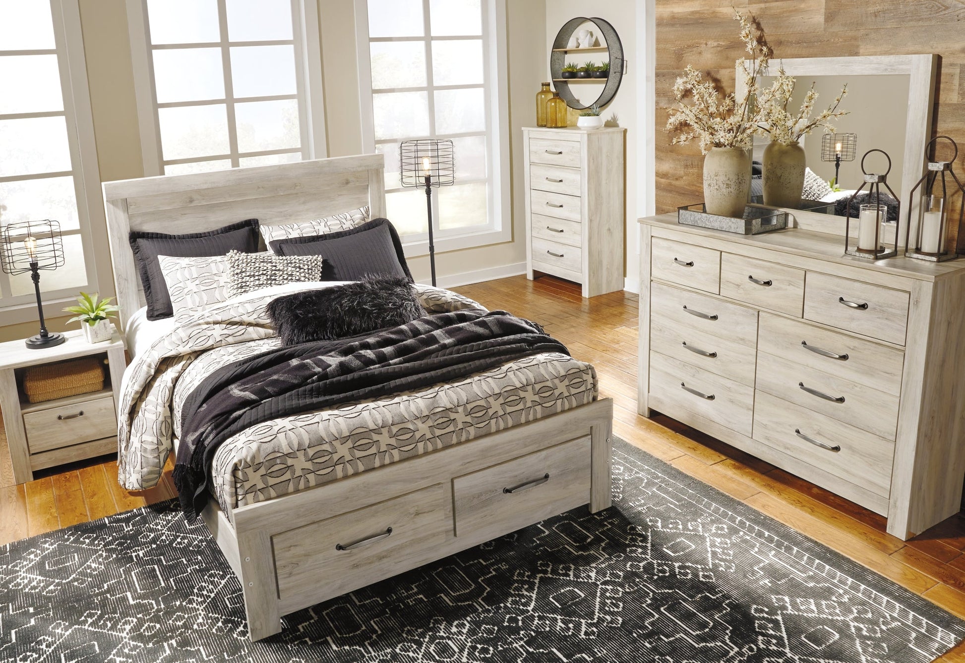 Bellaby Queen Panel Bed with 2 Nightstands Rent Wise Rent To Own Jacksonville, Florida