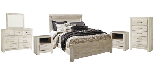 Bellaby Queen Panel Bed with Mirrored Dresser, Chest and 2 Nightstands Rent Wise Rent To Own Jacksonville, Florida