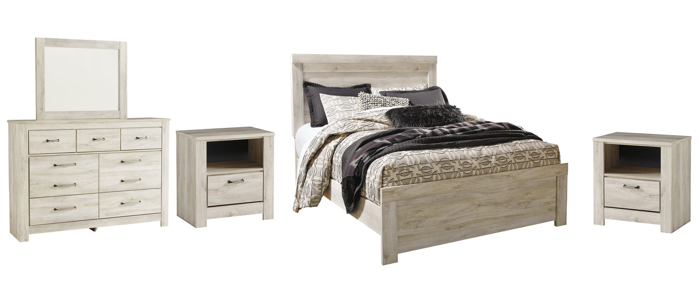 Bellaby Queen Panel Bed with Mirrored Dresser Rent Wise Rent To Own Jacksonville, Florida
