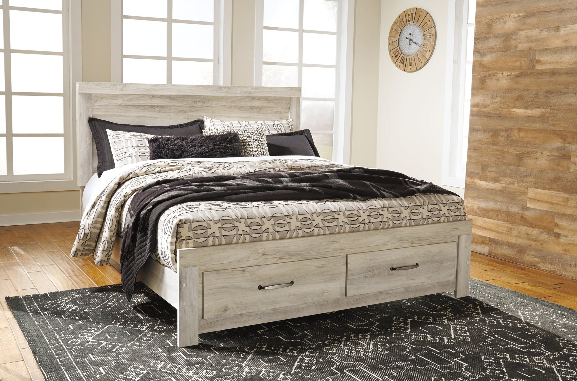Bellaby Queen Platform Bed with 2 Storage Drawers with Mirrored Dresser Rent Wise Rent To Own Jacksonville, Florida