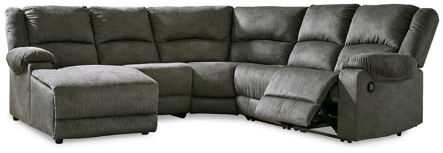 Benlocke 5-Piece Reclining Sectional with Chaise Rent Wise Rent To Own Jacksonville, Florida