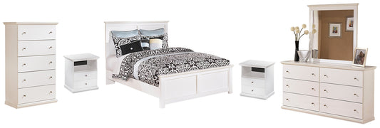 Bostwick Shoals Queen Panel Bed with Mirrored Dresser, Chest and 2 Nightstands Rent Wise Rent To Own Jacksonville, Florida