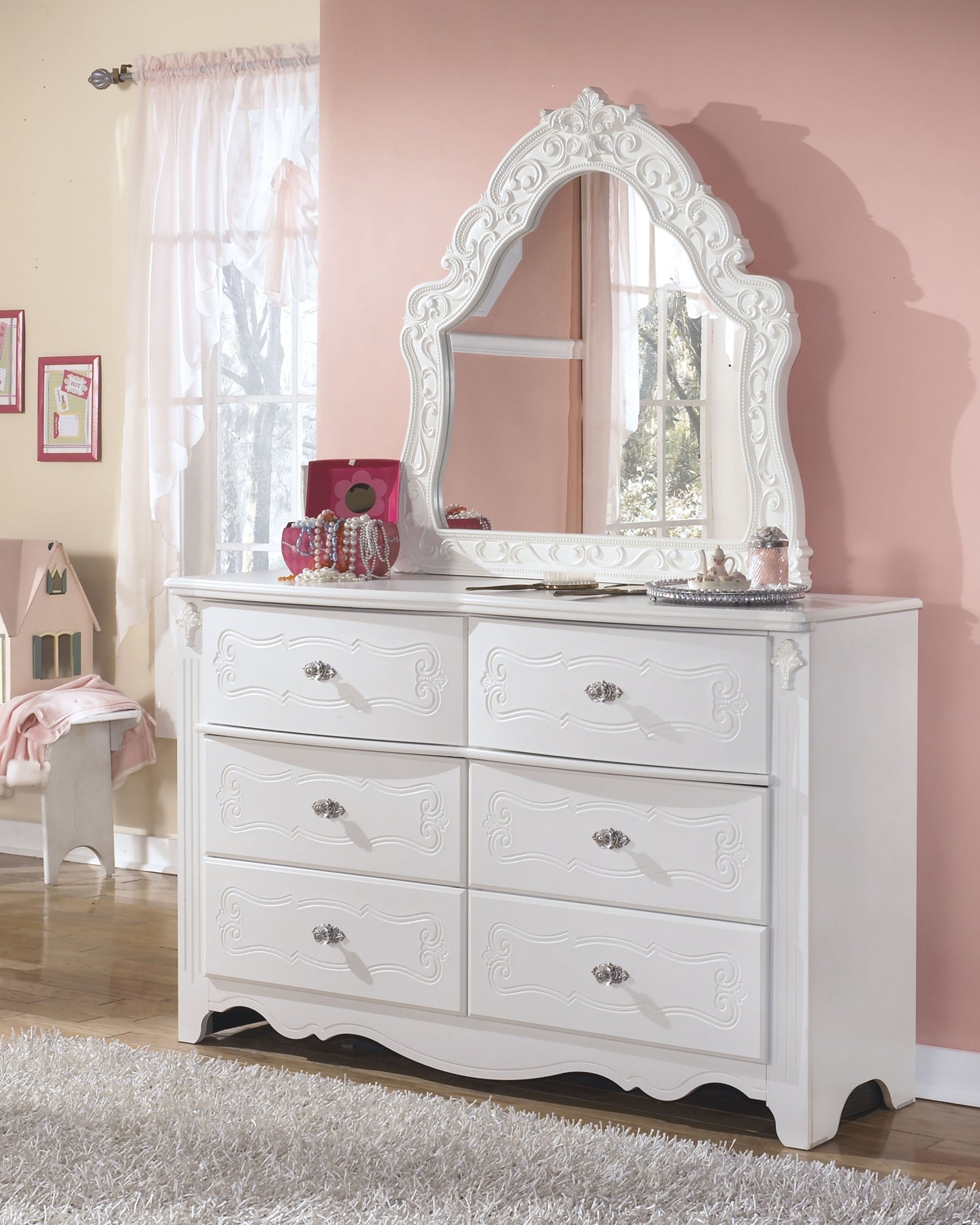 Bostwick Shoals Twin Panel Bed with Mirrored Dresser, Chest and 2 Nightstands Rent Wise Rent To Own Jacksonville, Florida