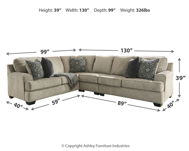 Bovarian 3-Piece Sectional with Ottoman Rent Wise Rent To Own Jacksonville, Florida