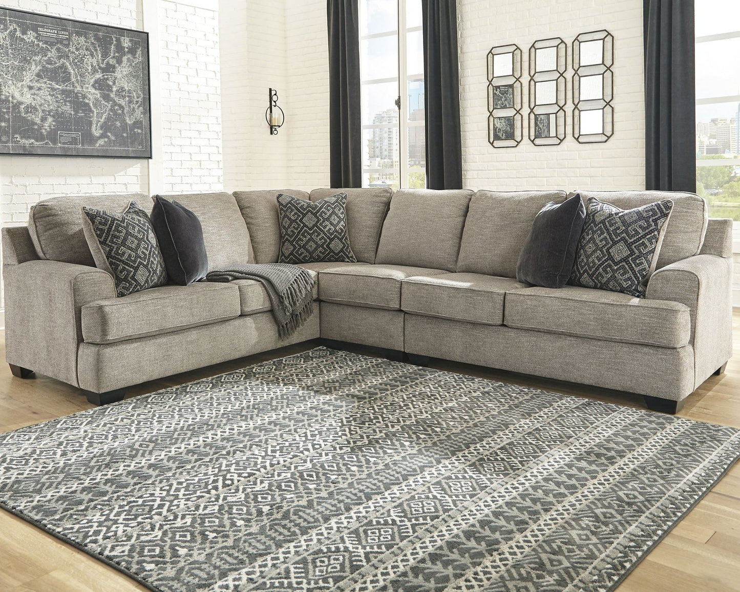 Bovarian 3-Piece Sectional with Ottoman Rent Wise Rent To Own Jacksonville, Florida