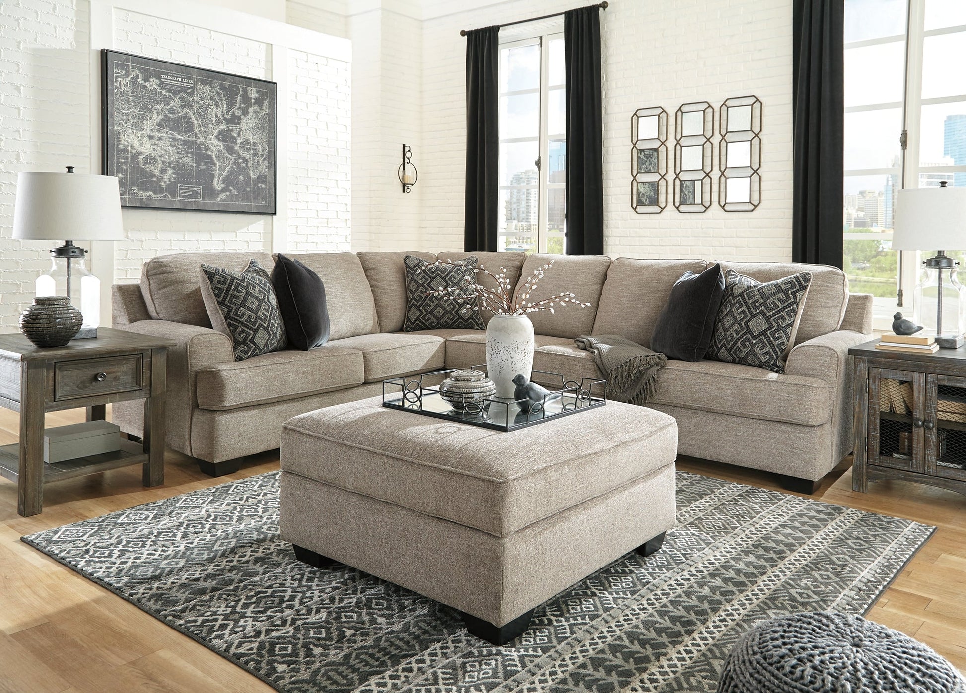 Bovarian 3-Piece Sectional with Ottoman Rent Wise Rent To Own Jacksonville, Florida