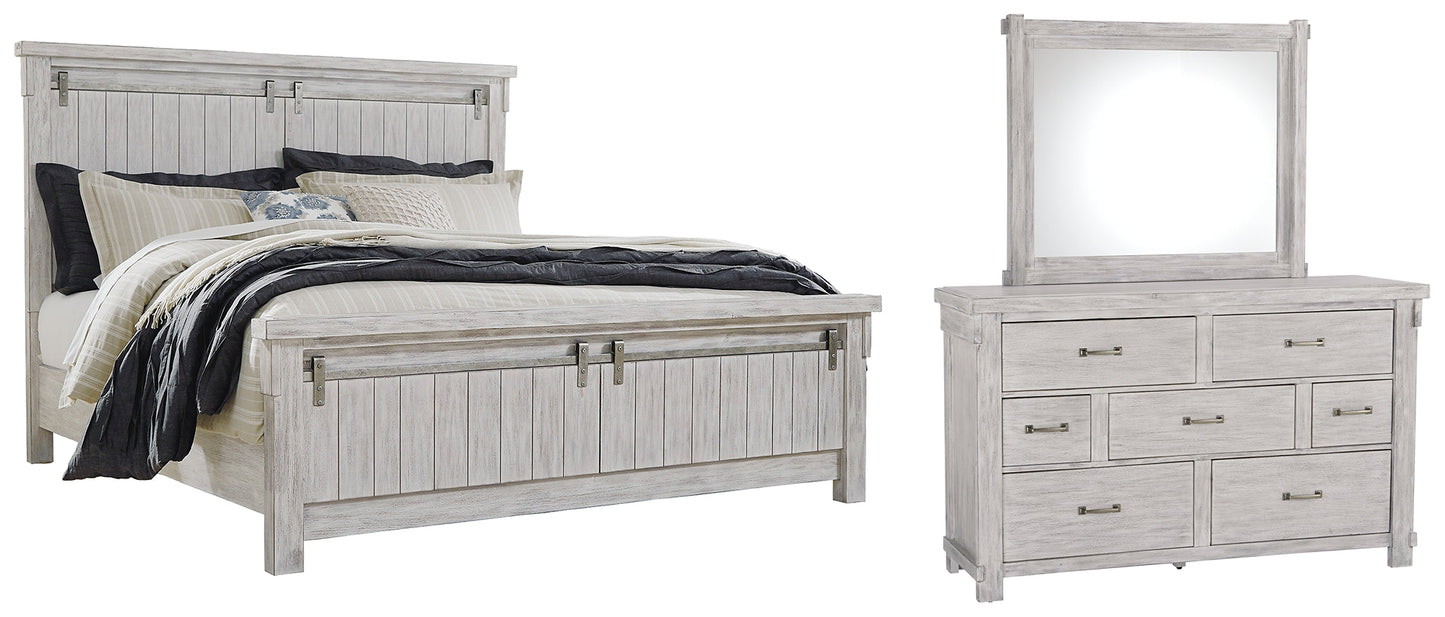Brashland Queen Panel Bed with Mirrored Dresser Rent Wise Rent To Own Jacksonville, Florida
