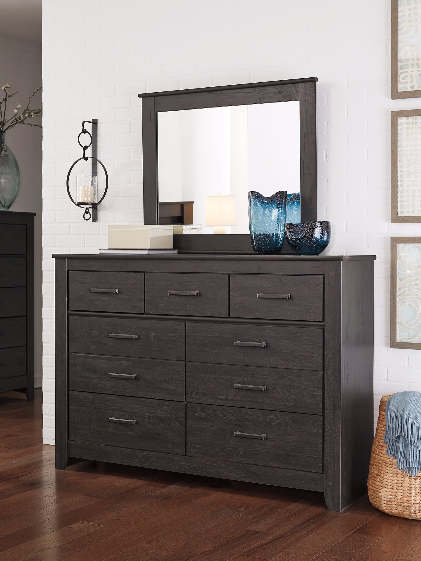 Brinxton Full Panel Bed with Mirrored Dresser, Chest and Nightstand Rent Wise Rent To Own Jacksonville, Florida