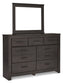 Brinxton Queen/Full Panel Headboard with Mirrored Dresser, Chest and 2 Nightstands Rent Wise Rent To Own Jacksonville, Florida