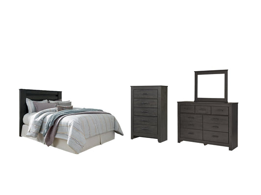 Brinxton Queen/Full Panel Headboard with Mirrored Dresser and Chest Rent Wise Rent To Own Jacksonville, Florida