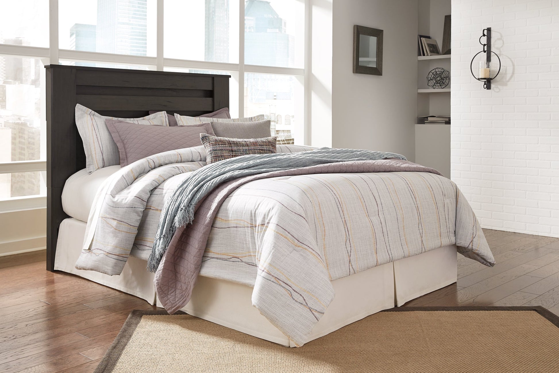 Brinxton Queen Panel Bed with Mirrored Dresser Rent Wise Rent To Own Jacksonville, Florida