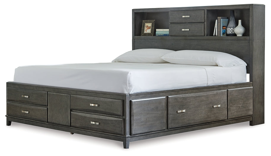 Caitbrook Queen Storage Bed with 8 Storage Drawers with Mirrored Dresser and 2 Nightstands Rent Wise Rent To Own Jacksonville, Florida