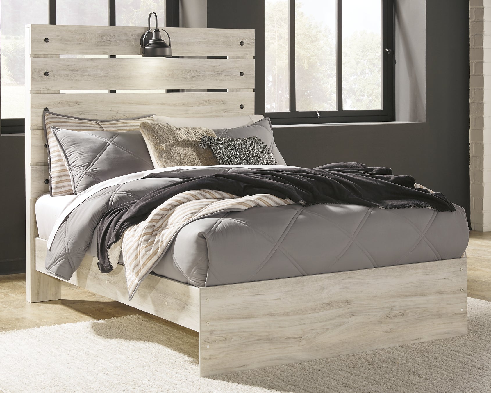 Cambeck Full Panel Bed with Mirrored Dresser and 2 Nightstands Rent Wise Rent To Own Jacksonville, Florida