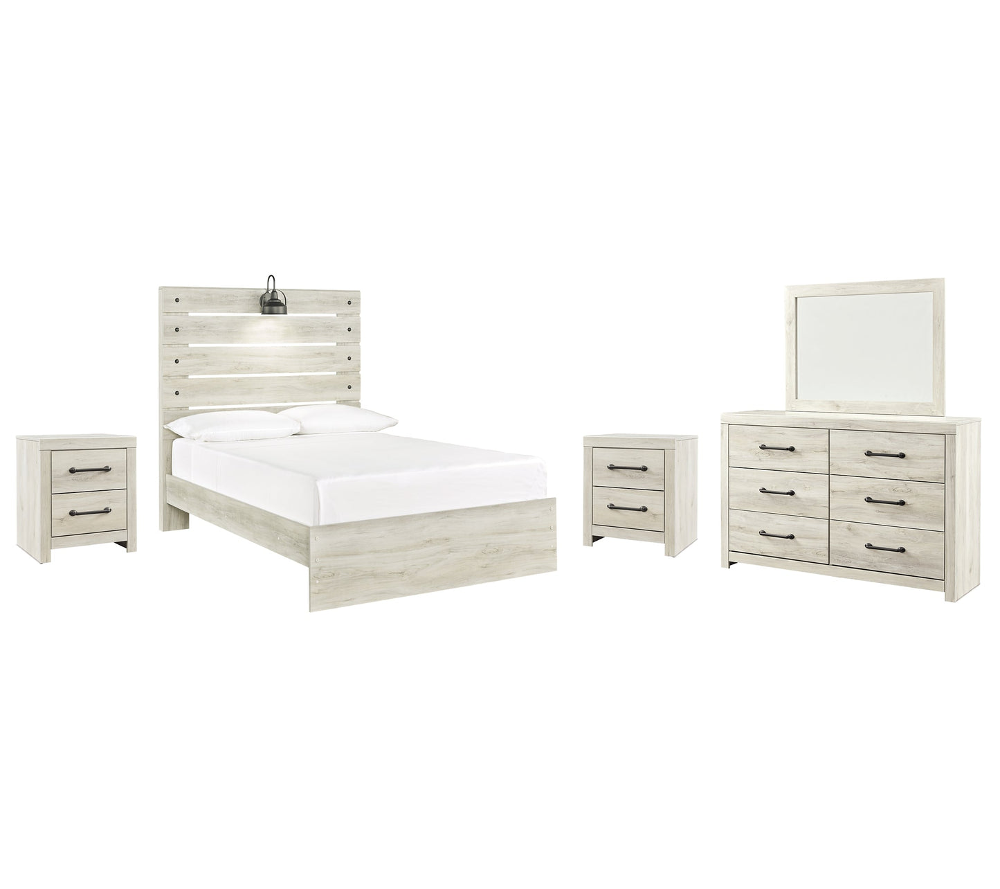 Cambeck Full Panel Bed with Mirrored Dresser and 2 Nightstands Rent Wise Rent To Own Jacksonville, Florida