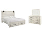 Cambeck King Panel Bed with 2 Storage Drawers with Mirrored Dresser Rent Wise Rent To Own Jacksonville, Florida