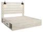 Cambeck King Panel Bed with 2 Storage Drawers with Mirrored Dresser and Nightstand Rent Wise Rent To Own Jacksonville, Florida